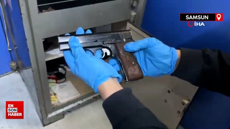 Polis işyerindeki çelik kasada 4 tabanca ve uyuşturucu madde ele geçirdi