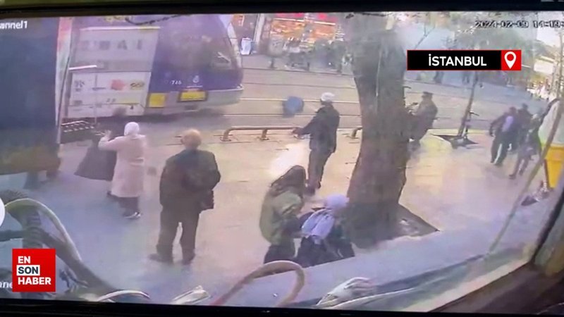 Sultanahmet tranvay hattında yaşanan olayın görüntüsü ortaya çıktı