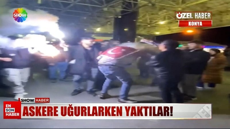 Konya'da asker uğurlaması faciaya döndü: Yüzünü yaktılar