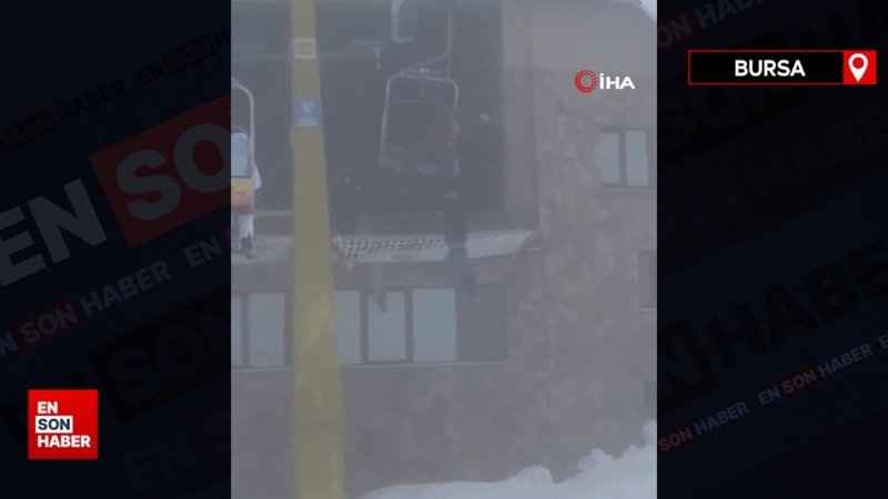 Uludağ’da telesiyejde asılı kaldı