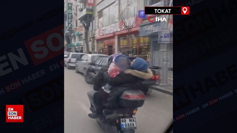 Tokat'ta 2 motosiklet üzerinde 8 kişi yolculuk yaptılar