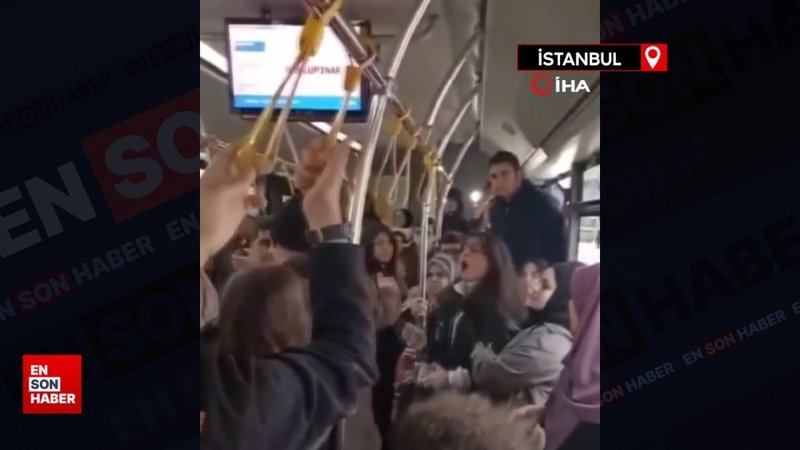 Sultanbeyli’de otobüste 2 kadının kavgası kamerada