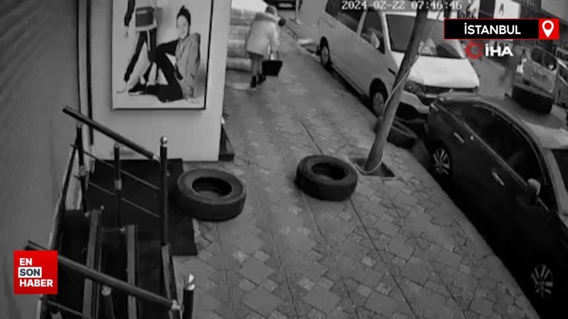 İstanbul'da kaldırımda yürüyen kadının üzerine lastik yağdı