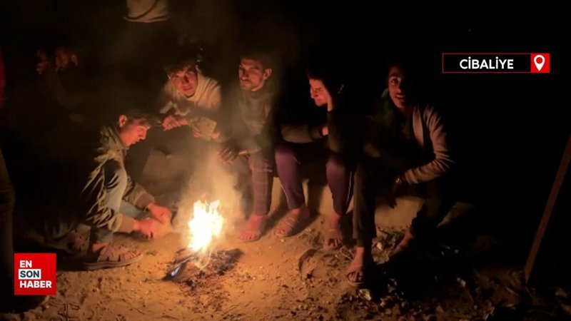 Yüzlerce Filistinli gıda almak umuduyla Cibaliye mülteci kampına toplandı