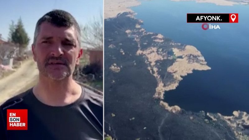 Eber Gölü'ndeki yangında zarar gören alan havadan görüntülendi