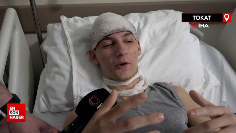 Tokat'ta kaldığı otelde çıkan yangından camdan atlayarak kurtuldu