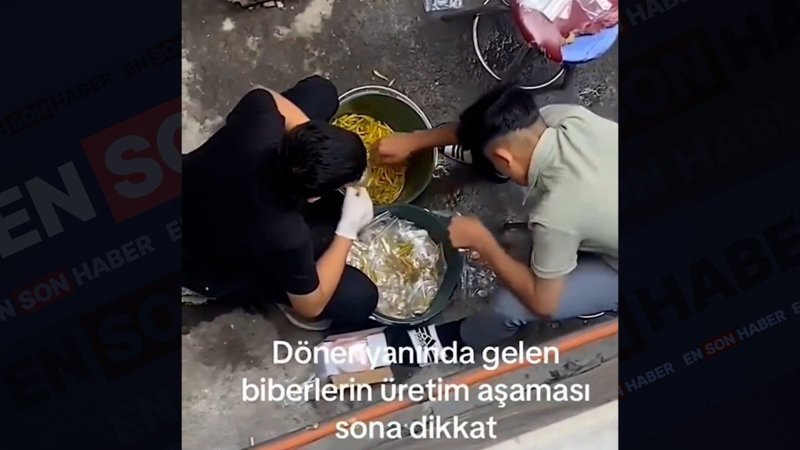 Dönerin yanında gelen biberlerin üretim aşaması ortaya çıktı