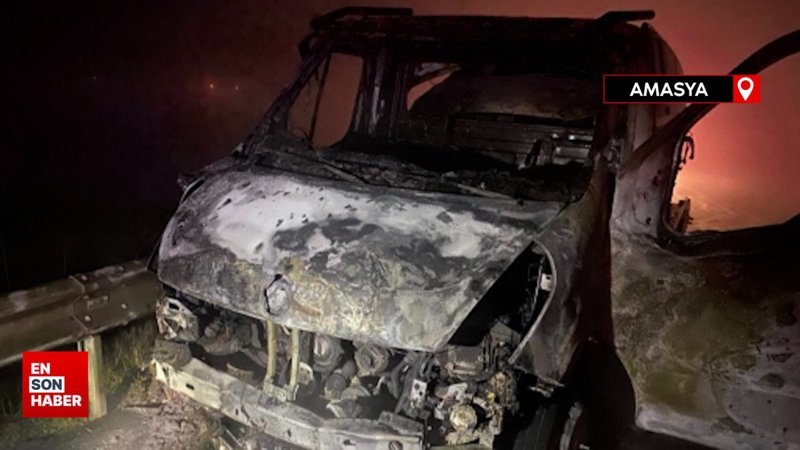 Mustafa Destici’nin kaza yapan makam aracını taşıyan çekici Amasya’da yandı