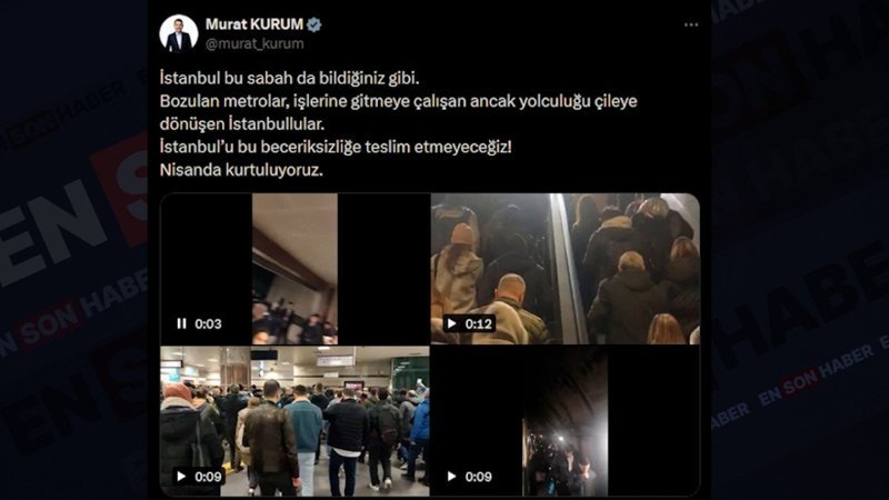 Murat Kurum'dan metro arızası paylaşımı: Nisanda kurtuluyoruz