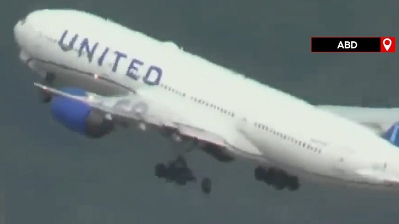 ABD'de uçağın tekeri kalkış sırasında koptu