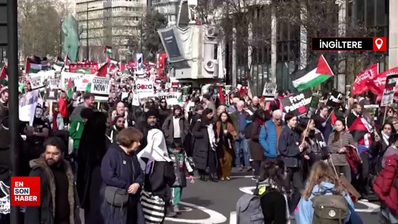 İngiltere’de halk Gazze’de ateşkes çağrısıyla tekrar sokaklarda