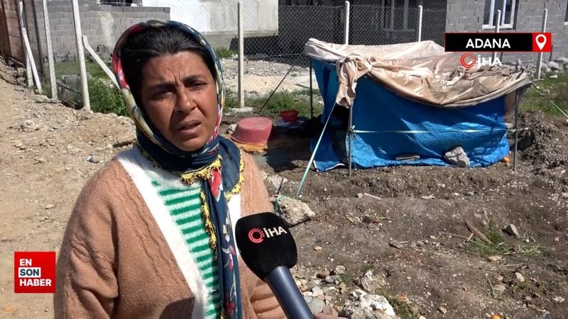 Adana'da darbedilip sokağa atılan kadın, çocuklarıyla çadırda yaşamaya başladı
