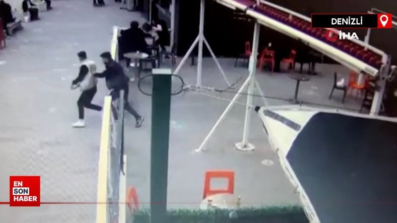 Denizli’de hastane kantininde yaşanan dehşet anlarının görüntüsü