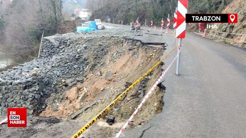 Trabzon'da karayolunda heyelan