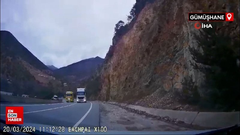 Gümüşhane-Kürtün yolunda facia sürücünün dikkati sayesinde atlatıldı