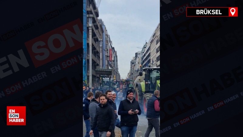 Çiftçiler, AB kurumları önünde gösteri düzenledi