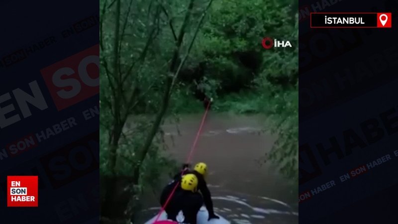 Çatalca’da dere kenarında mahsur kalan 5 kişiyi itfaiye kurtardı
