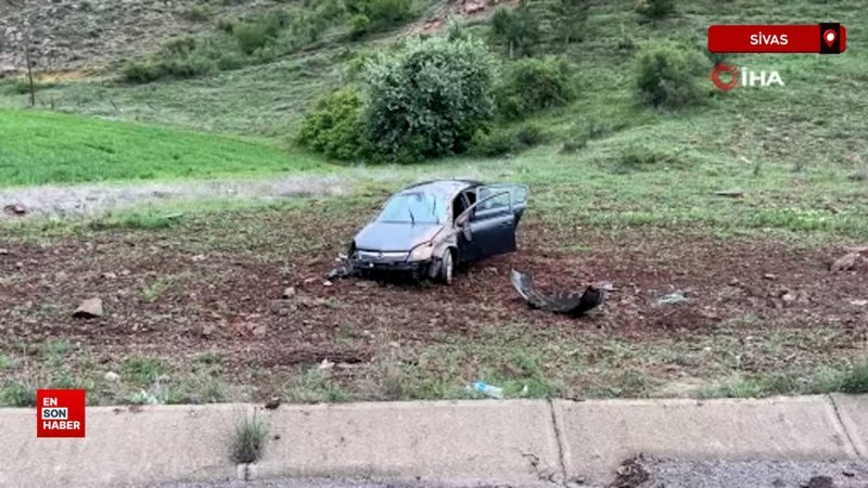 Sivas'ta polislik sınavına giden gencin kullandığı otomobil takla attı