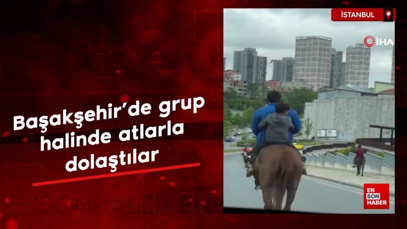 Başakşehir'de otobanda atlarla dolaştılar