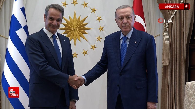 Cumhurbaşkanı Erdoğan'ın Yunanistan Başbakanı Miçotakis ile görüşmesi başladı