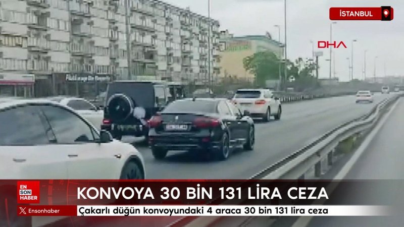 Küçükçekmece'de çakarlı düğün konvoyundaki 4 araca 30 bin 131 lira ceza
