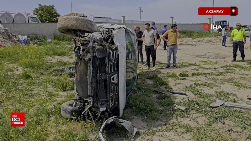 Aksaray'da takla atan araçtan emniyet kemeri ile burnu bile kanamadan kurtuldu