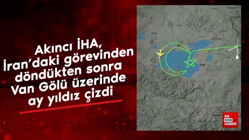 Akıncı İHA, İran'daki görevinden döndükten sonra Van Gölü üzerinde ay yıldız çizdi