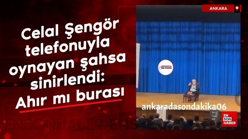 Celal Şengör, telefonuyla oynayan şahsa sinirlendi: Ahır mı burası