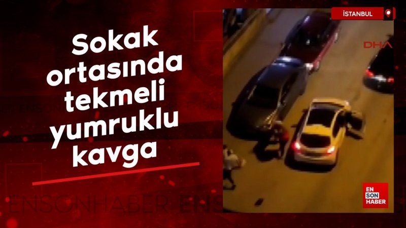 Kadıköy’de, sürücülerin sokak ortasındaki tekmeli yumruklu kavga