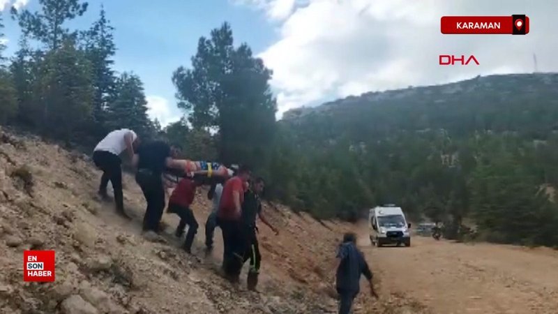 Karaman'da otomobil uçurumdan yuvarlandı