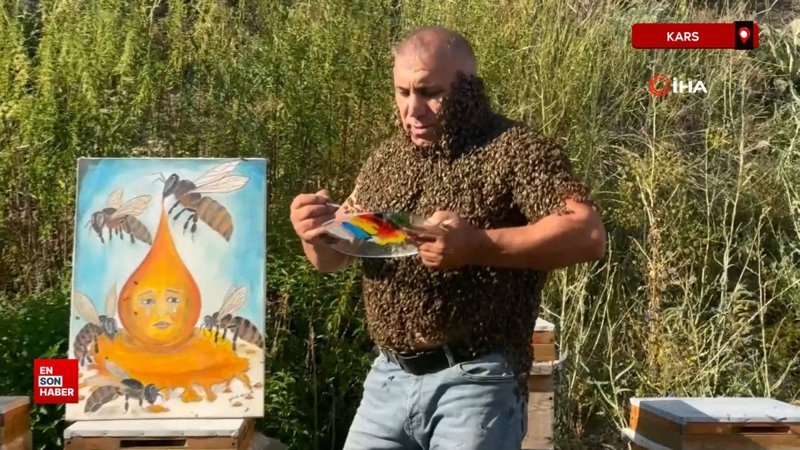 Karslı 'Arı Adam', binlerce arıyla savaşlara dikkat çekti