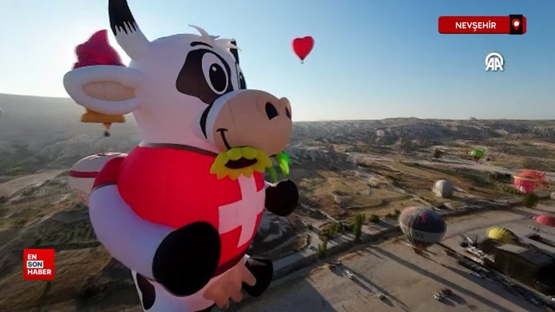 Nevşehir'de 18 ülkeden gelen figürlü balonlar semalarda