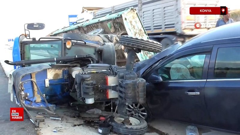 Konya'da otomobille çarpışan traktörün sürücüsü öldü