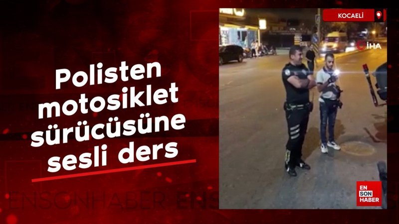 Kocaeli'de polisten motosiklet sürücüsüne sesli ders