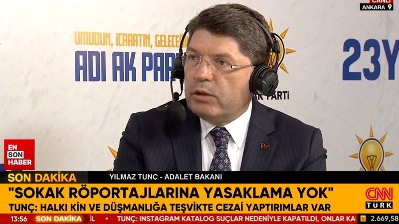 Adalet Bakanı Tunç'tan hakaret içeren sokak röportajıyla ilgili açıklama
