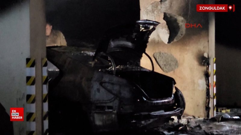 Zonguldak'ta apartmanın otoparkındaki araçta çıkan yangında kundaklama şüphesi