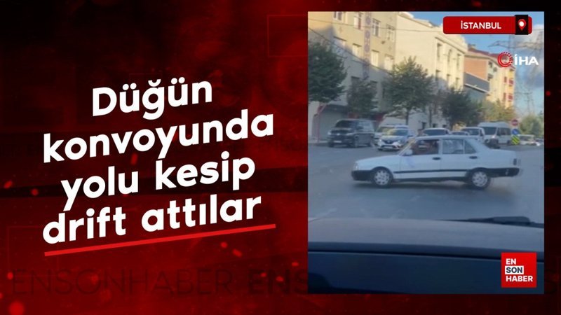 İstanbul'da düğün konvoyunda yolu kesip drift attılar