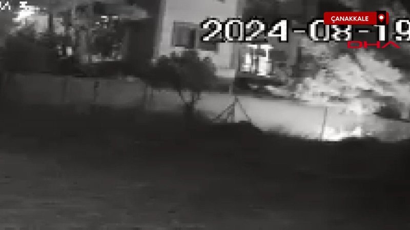 Bozcaada'da otluk alanı yakan kişi kameraya yakalandı