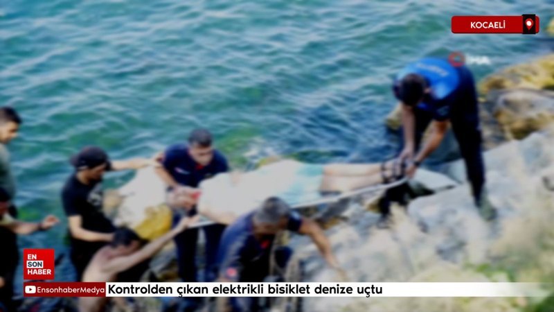 Kocaeli'de kontrolden çıkan elektrikli bisiklet denize uçtu