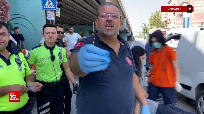 Kocaeli'de yerdeki yaralıyı bırakıp basın mensubuna engel oldular