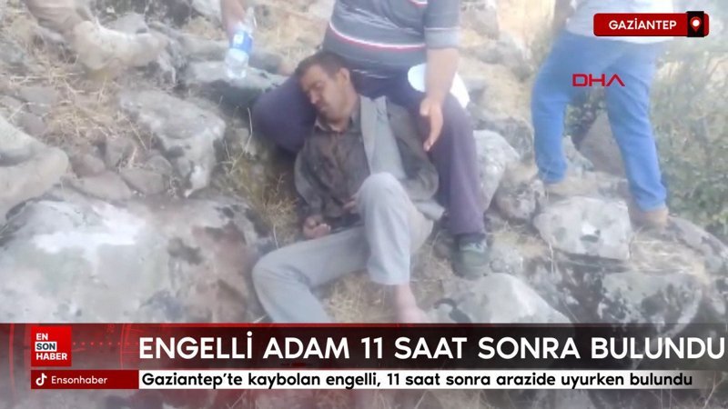 Gaziantep'te kaybolan engelli, 11 saat sonra arazide uyurken bulundu