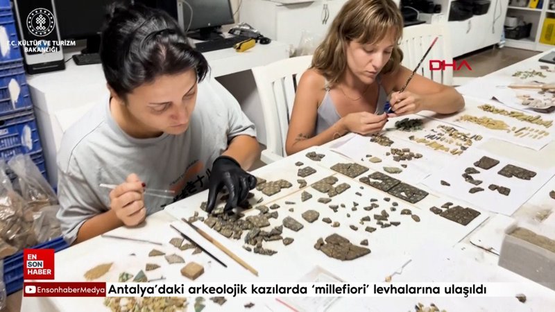 Antalya’daki arkeolojik kazılarda millefiori levhalarına ulaşıldı