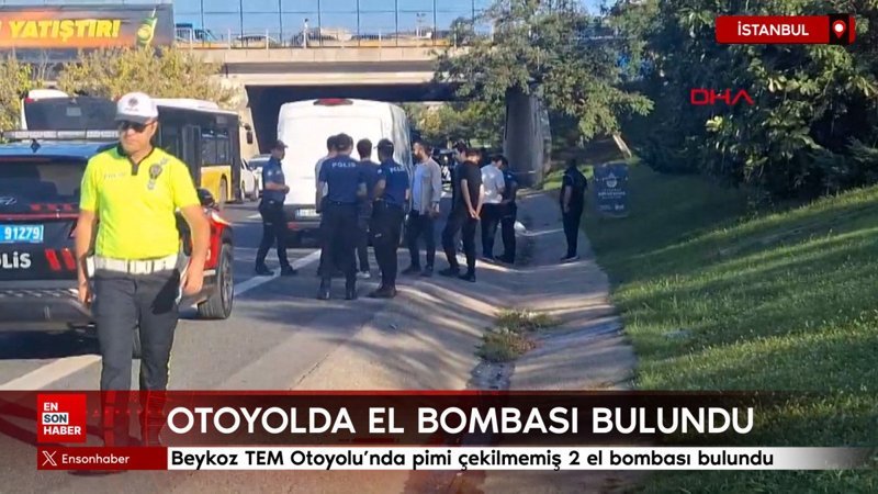 Beykoz TEM Otoyolu'nda pimi çekilmemiş 2 el bombası bulundu