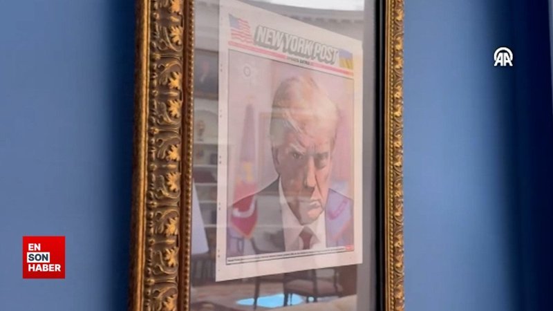Donald Trump'ın sabıka fotoğrafı Oval Ofis'in girişine asıldı