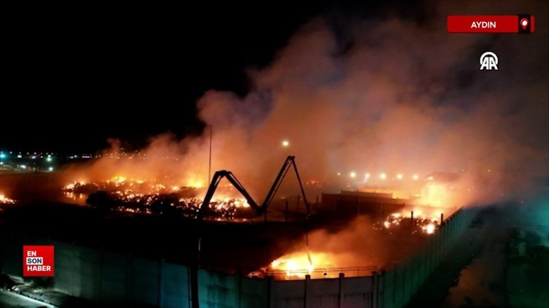 Aydın'da kağıt fabrikasının depolama alanında çıkan yangına müdahale sürüyor