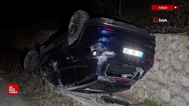 Tokat'ta takla atan cipten sağ kurtuldular