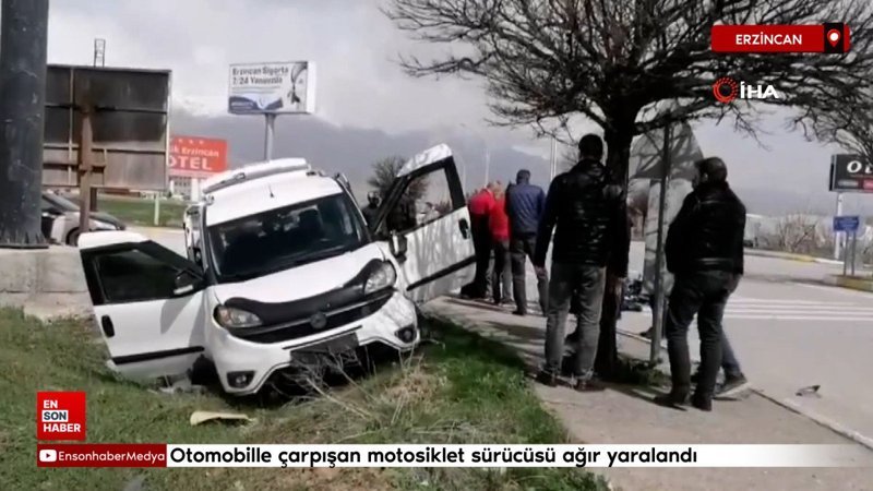 Erzincan’da otomobille çarpışan motosiklet sürücüsü ağır yaralandı