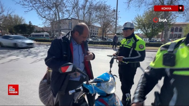 Konya’da motosiklet sürücülerinin kural ihlal bahaneleri