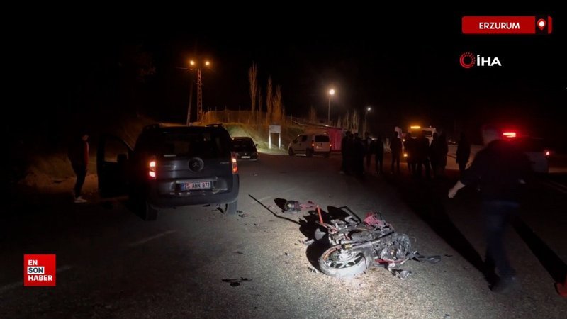 Erzurum'un Tortum ilçesinde otomobil ile motosiklet çarpıştı