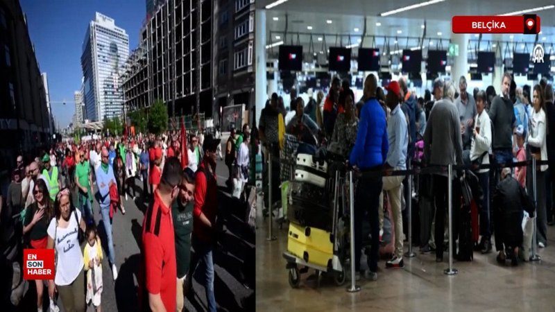 Belçika'da çalışanlar greve gitti